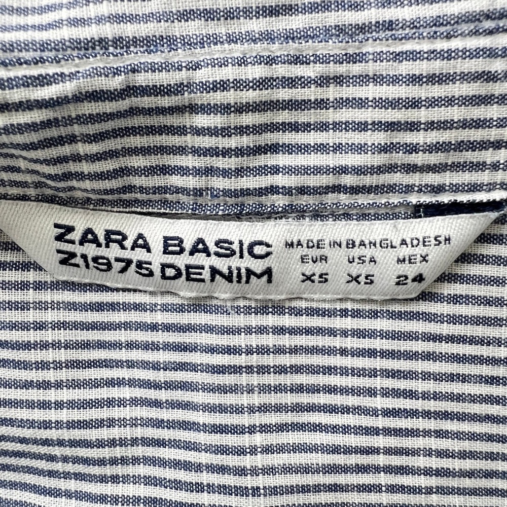 Zara Basic Striped Button Down Tunic Dress Xs Blu… - image 4